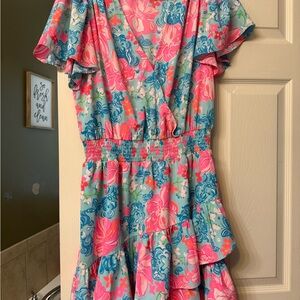 Lilly Pulitzer Floral Mini Dress - Pink and Blue